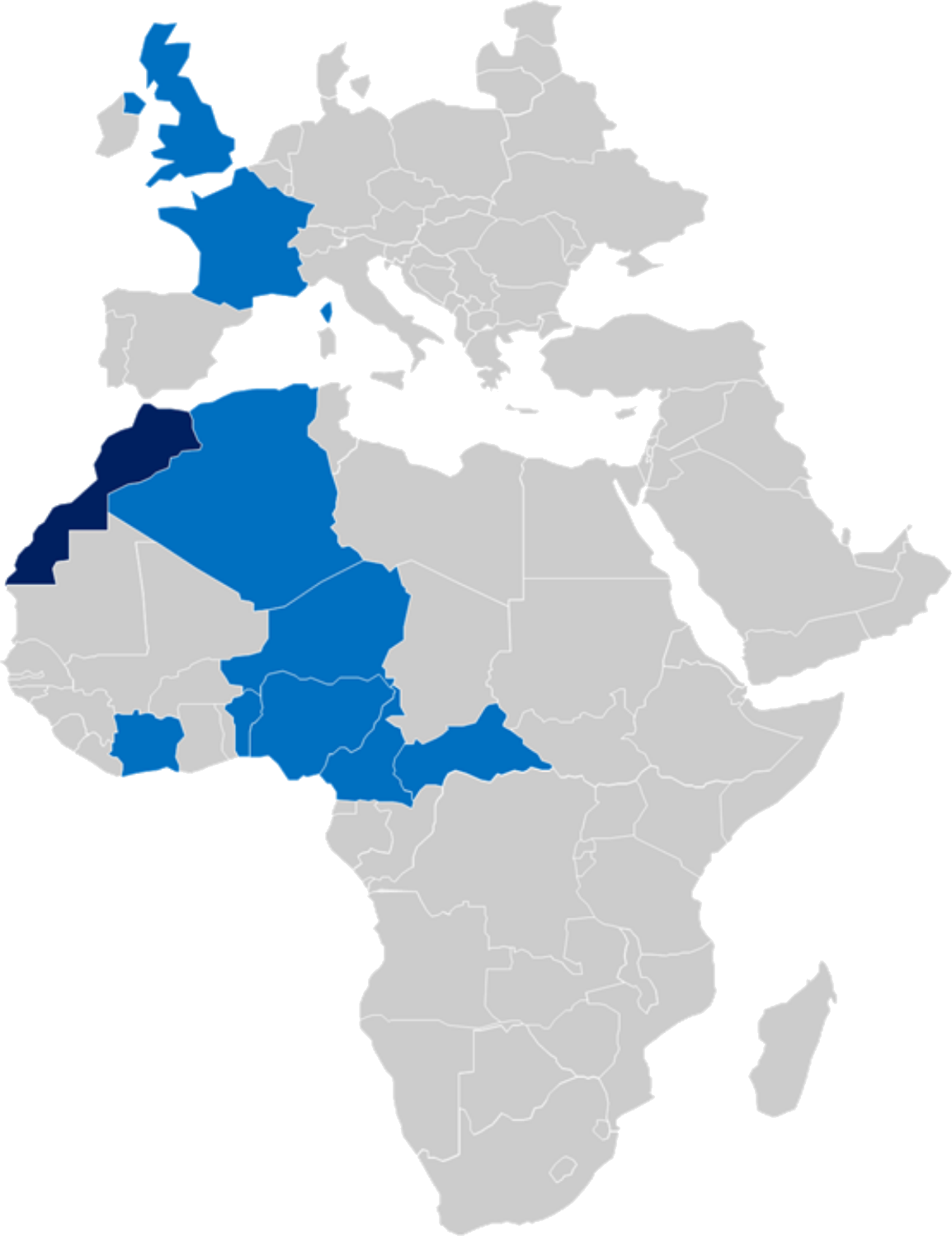 Map of ODDnet's geographic reach across Africa and Europe